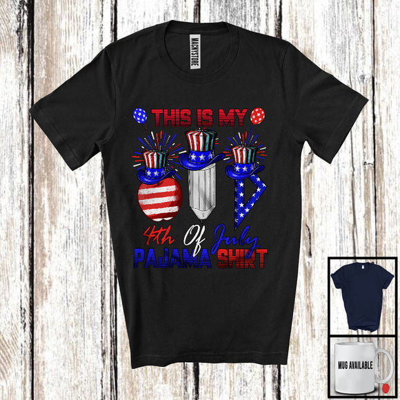 MacnyStore - This Is My 4th Of July Pajama Shirt, Proud American Flag Teacher, Fireworks Patriotic Group T-Shirt