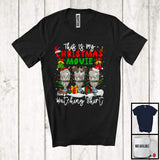 MacnyStore - This Is My Christmas Movie Watching Shirt; Joyful X-mas Three Eggnog Glasses; Family Group T-Shirt