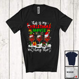 MacnyStore - This Is My Christmas Movie Watching Shirt; Joyful X-mas Three Wine Glasses; Drinking Drunker T-Shirt
