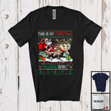 MacnyStore - This Is My Christmas Pajama Shirt; Joyful Santa Riding Axolotl; X-mas Tree Sweater Animal T-Shirt