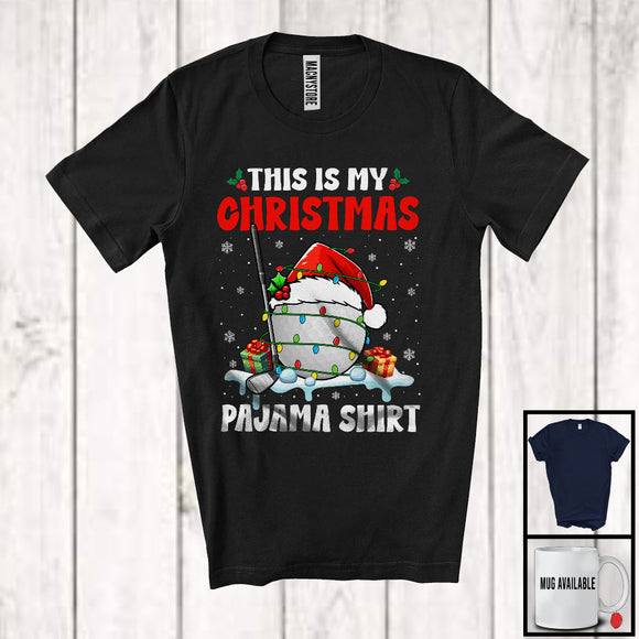 MacnyStore - This Is My Christmas Pajama Shirt; Wonderful X-mas Lights Sport Santa Golf Player Team T-Shirt