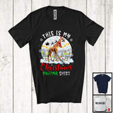 MacnyStore - This Is My Christmas Pajama Shirt; Wonderful X-mas Moon Santa Giraffe; Christmas Lights Family T-Shirt