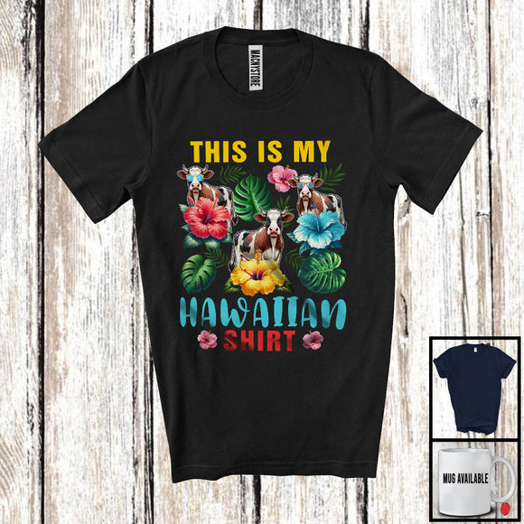 MacnyStore - This Is My Hawaiian Shirt, Lovely Summer Vacation Three Flowers Cow, Hawaii Travel Lover T-Shirt