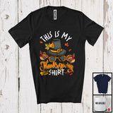 MacnyStore - This Is My Thanksgiving Shirt, Joyful Thanksgiving Pilgrim Sunglasses Face, Fall Leaves Turkey T-Shirt