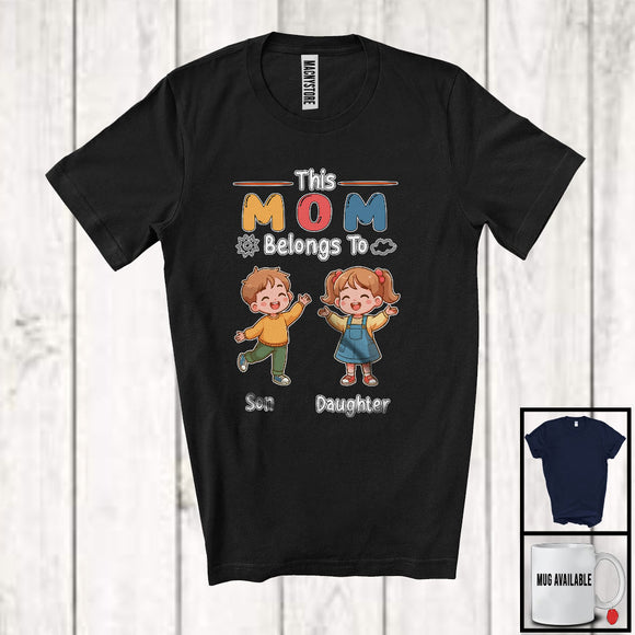 MacnyStore - This Mom Belongs To Son Daughter, Cute Mother's Day Boys Girls, Matching Family Group T-Shirt