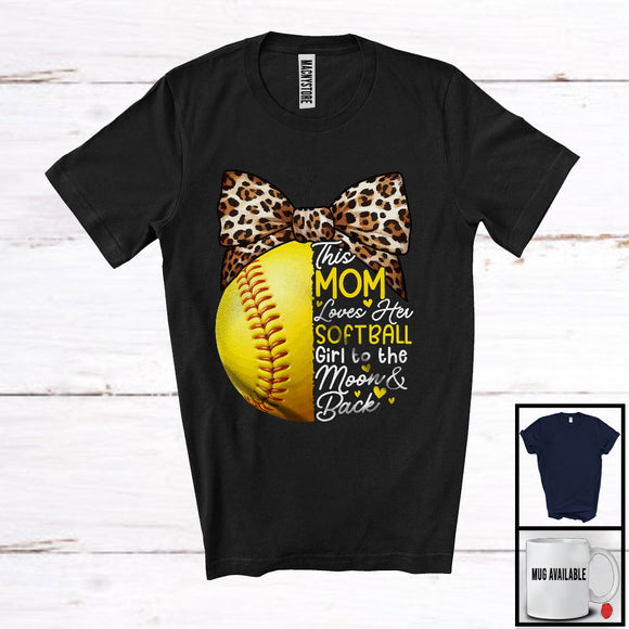 MacnyStore - This Mom Loves Her Softball Girl, Amazing Mother's Day Leopard Pitcher Catcher, Family T-Shirt
