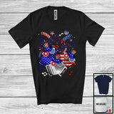 MacnyStore - Three American Flag Accordion, Amazing 4th Of July Music Instruments Player, Patriotic Group T-Shirt