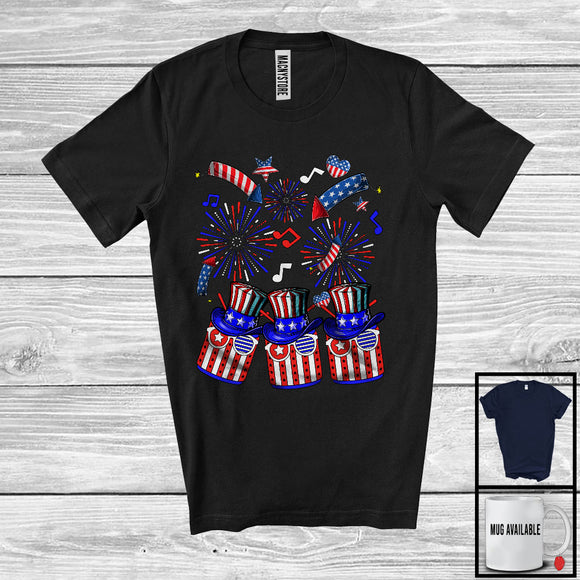 MacnyStore - Three American Flag Drum, Amazing 4th Of July Music Instruments Player, Patriotic Group T-Shirt