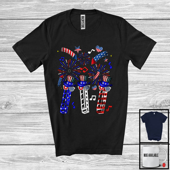 MacnyStore - Three American Flag Harmonica, Amazing 4th Of July Music Instruments Player, Patriotic Group T-Shirt