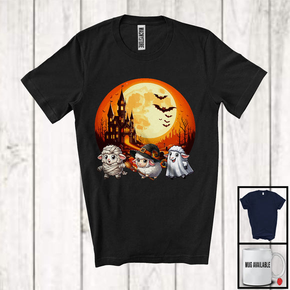 MacnyStore - Three Boo Witch Mummy Sheep, Humorous Halloween Costume Sheep, Farmer Family Group T-Shirt