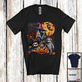 MacnyStore - Three Mummy Pumpkin Sloth, Horror Halloween Costume Witch Castle, Animal Lover Group T-Shirt