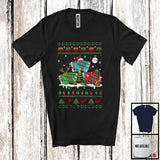 MacnyStore - Three Santa Elf Reindeer Accordion; Cheerful Christmas Tree Sweater Snow; Musical Instruments T-Shirt