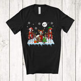 MacnyStore - Three Santa Elf Reindeer Greyhound Dog; Lovely Christmas Snowing Greyhound Dog; Animal T-Shirt
