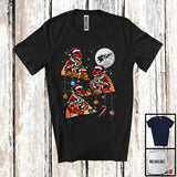 MacnyStore - Three Santa T-Rex Riding Pizza; Humorous Christmas Pizza Food Galaxy; Family Group T-Shirt