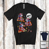 MacnyStore - Three Santa Unicorn Riding Pizza; Humorous Christmas Pizza Food Galaxy; Family Group T-Shirt