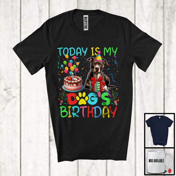 MacnyStore - Today Is My Dog's Birthday, Lovely Birthday Party Pit Bull Owner Lover, Friends Family Team T-Shirt