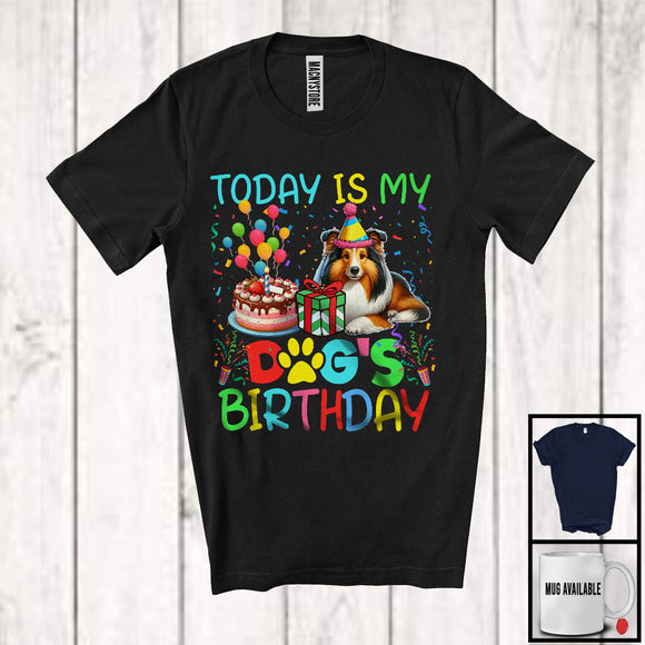 MacnyStore - Today Is My Dog's Birthday, Lovely Shetland Sheepdog Owner Lover, Friends Family Team T-Shirt