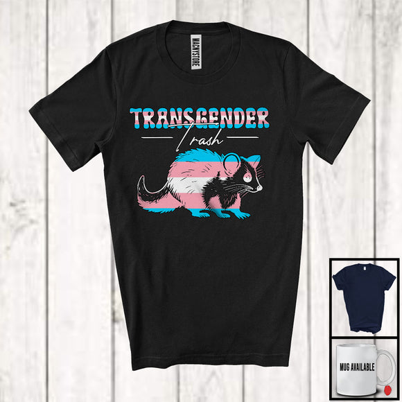 MacnyStore - Transgender Trash, Humorous LGBTQ Opossum Animal Lover, LGBT Trans Flag Pride T-Shirt