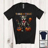MacnyStore - Trick Or Treat, Horror Halloween Witch Zombie Pit Bull With Pumpkin Candy, Family Group T-Shirt