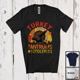 MacnyStore - Turkey And Tantrums Toddler Life; Awesome Thanksgiving Dabbing Turkey; Autumn Vintage Retro T-Shirt