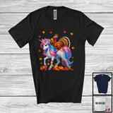 MacnyStore - Turkey Assistant Teacher Riding Unicorn; Wonderful Thanksgiving Fall Leaf Turkey; Teaching Group T-Shirt