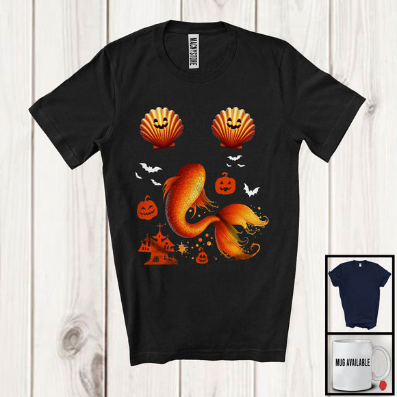 MacnyStore - Two Seashell Mermaid Tail, Awesome Halloween Costume Mermaid Cosplay, Pumpkin Family T-Shirt