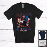 MacnyStore - USA, Awesome 4th Of July Sloth Riding Eagle, American Flag Fireworks Sloth Animal Lover T-Shirt