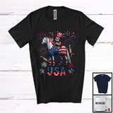 MacnyStore - USA, Awesome 4th Of July Sloth Riding Horse, American Flag Fireworks Sloth Animal Lover T-Shirt