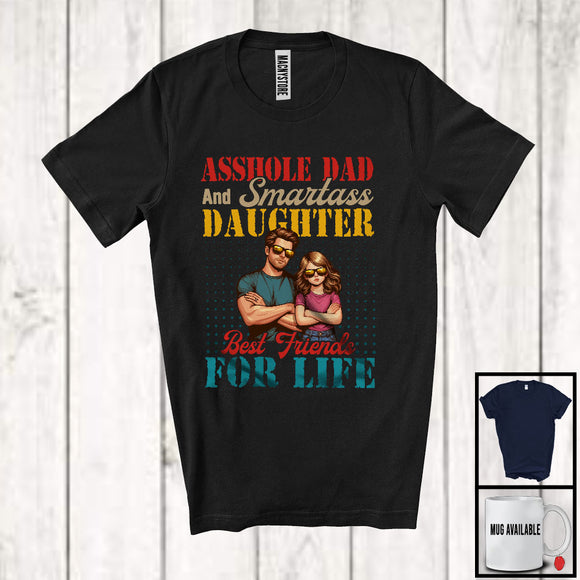 MacnyStore - Vintage Asshole Dad And Smartass Daughter, Awesome Father's Day Dad Daughter Sunglasses T-Shirt