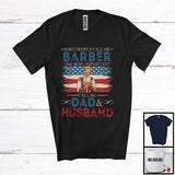 MacnyStore - Vintage Barber Most Important Call Me Dad Husband, Proud Father's Day American Flag, Family T-Shirt