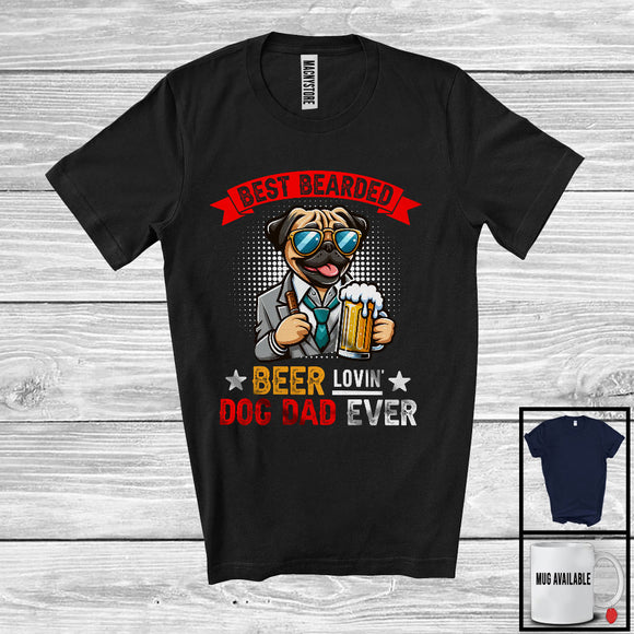 MacnyStore - Vintage Best Bearded Beer Lovin' Dog Dad Ever, Humorous Father's Day Drunker Drinking T-Shirt
