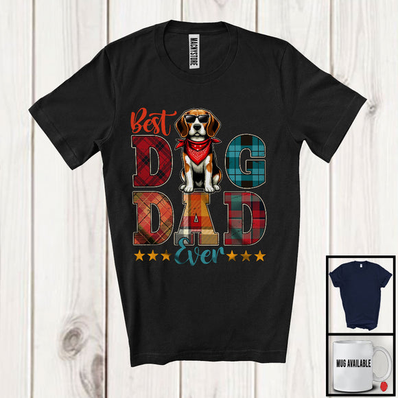 MacnyStore - Vintage Best Dog Dad Ever, Happy Father's Day Plaid Beagle Sunglasses, Daddy Family T-Shirt