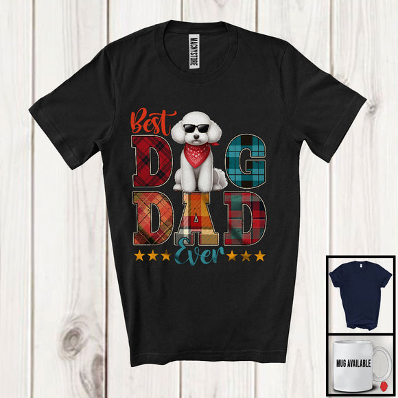 MacnyStore - Vintage Best Dog Dad Ever, Happy Father's Day Plaid Poodle Sunglasses, Daddy Family T-Shirt