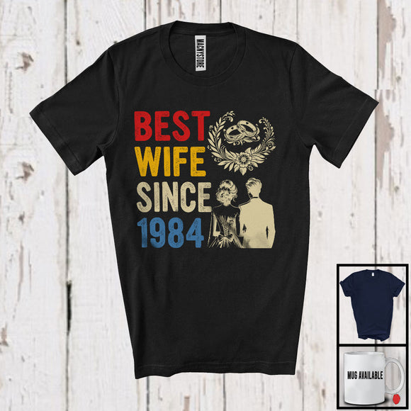 MacnyStore - Vintage Best Wife Since 1984, Happy 40th Wedding Anniversary, Matching Couple Family Lover T-Shirt