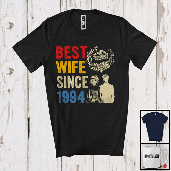 MacnyStore - Vintage Best Wife Since 1994, Happy 30th Wedding Anniversary, Matching Couple Family Lover T-Shirt