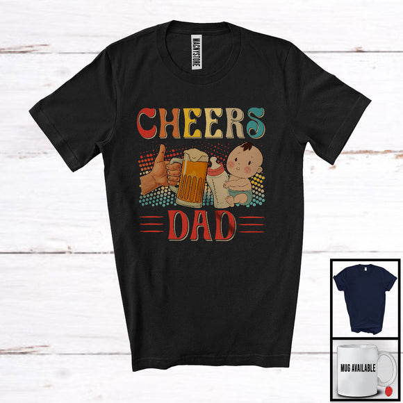 MacnyStore - Vintage Cheers Dad, Amazing Father's Day Glass Of Beer Baby Milk Bottle, New Dad Family T-Shirt