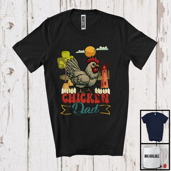 MacnyStore - Vintage Chicken Dad, Awesome Father's Day Chicken Farm Animals, Farmer Family Group T-Shirt