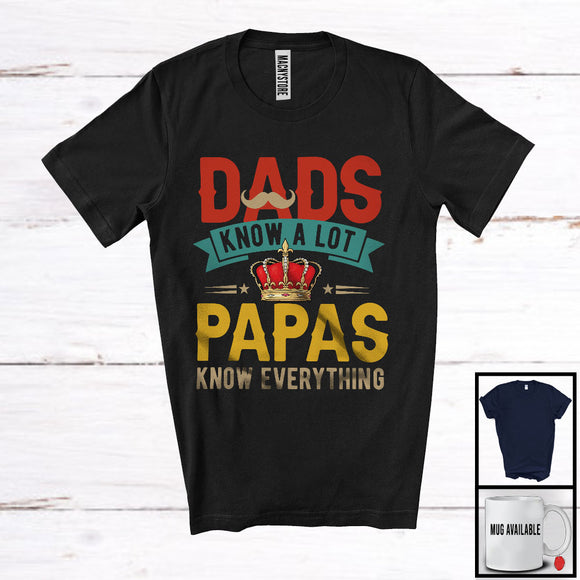 MacnyStore - Vintage Dads Know A Lot Papas Know Everything, Humorous Father's Day Mustache, Family Group T-Shirt