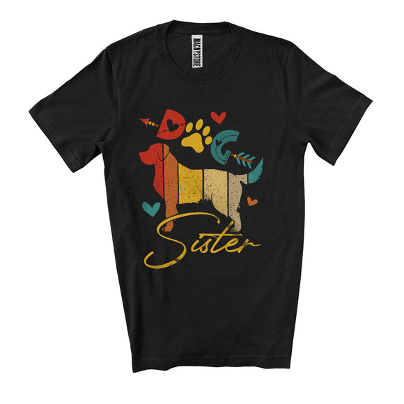 MacnyStore - Vintage Dog Sister, Amazing Mother's Day Dog Shape, Matching Girls Women Family Group T-Shirt