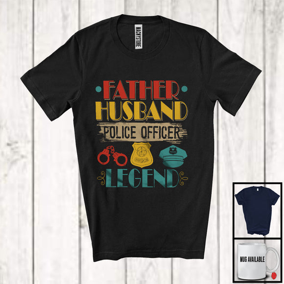MacnyStore - Vintage Father Husband Police Officer Legend, Proud Father's Day Matching Police Officer, Family T-Shirt