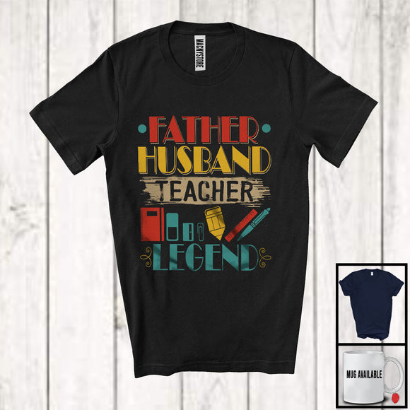 MacnyStore - Vintage Father Husband Teacher Legend, Proud Father's Day Matching Teacher, Family Group T-Shirt