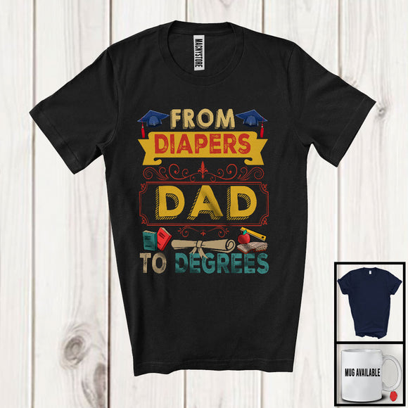 MacnyStore - Vintage From Diapers Dad To Degrees, Lovely Father's Day Graduation, Proud Graduate Family T-Shirt