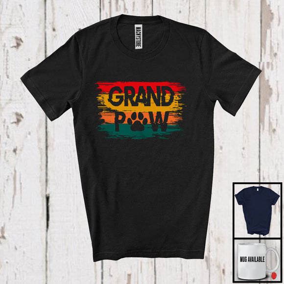MacnyStore - Vintage Grandpaw, Awesome Father's Day Dog Cat Owner Paws, Grandpa Family Group T-Shirt