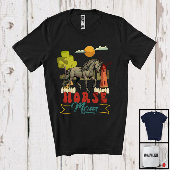 MacnyStore - Vintage Horse Mom, Awesome Mother's Day Horse Farm Animals, Matching Farmer Family Group T-Shirt