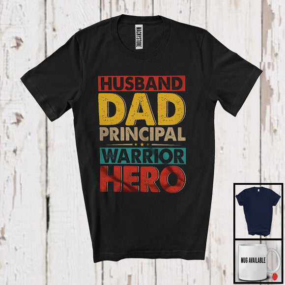 MacnyStore - Vintage Husband Dad Principal Warrior Hero, Proud Father's Day Daddy, Family Group T-Shirt