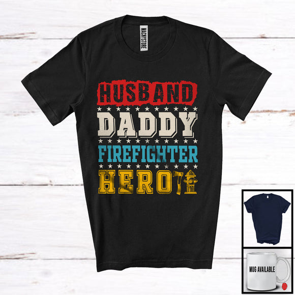 MacnyStore - Vintage Husband Daddy Firefighter Hero, Amazing Father's Day Definition, Careers Family Group T-Shirt