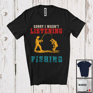 MacnyStore - Vintage I Was Thinking About Fishing, Humorous Outdoor Activities, Matching Fisher Team T-Shirt