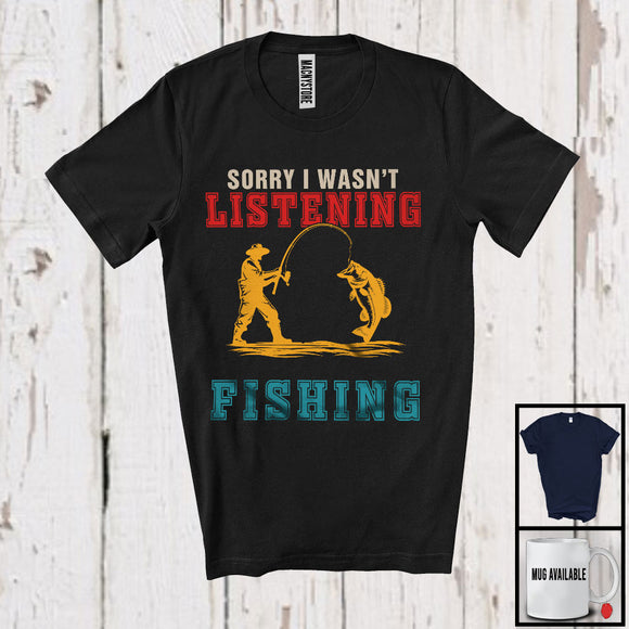 MacnyStore - Vintage I Was Thinking About Fishing, Humorous Outdoor Activities, Matching Fisher Team T-Shirt