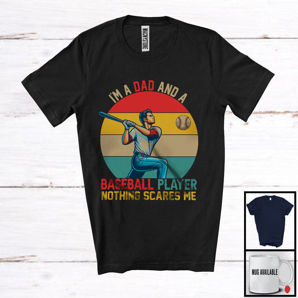 MacnyStore - Vintage I'm A Dad And A Baseball Player, Awesome Father's Day Family Group Sports Player Team T-Shirt