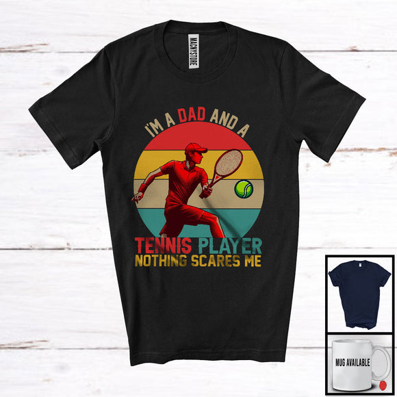 MacnyStore - Vintage I'm A Dad And A Tennis Player, Awesome Father's Day Family Group Sports Player Team T-Shirt